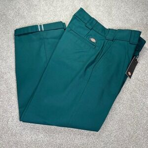 Dickies Mens Straight Fit Cuffed Hem Work Pants Dark Green 30x27 Business Casual